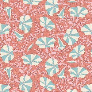 Tilda GardenLife fabric: Striped Petunia Coral (per 1/4 metre) | 