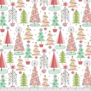 Fa La La Fabric Christmas Spruces White (per 1/4 metre) | 