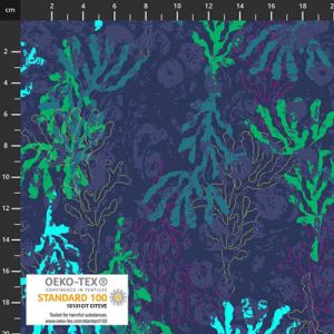 Sea the Good Things fabrics: Seaweed Midnight Blue | 