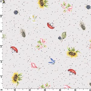 Bramble Patch fabric: Mini Flowers Grey (per 1/4 metre) | 