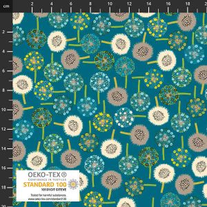 Spread the Seeds fabrics: Dandelion Flowers Teal | 