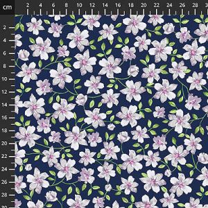 Briarwood fabric: Floral Vine Navy (per 1/4 metre) | 