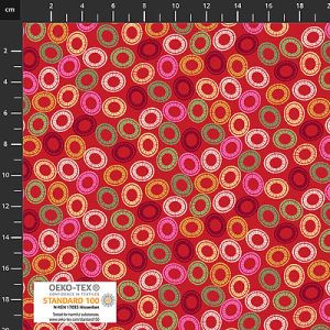 Quilters Coordinates fabric: Hoops Red (per 1/4 metre) | 