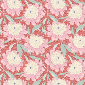 Tilda GardenLife fabric: Bowl Peony Coral (per 1/4 metre) | 