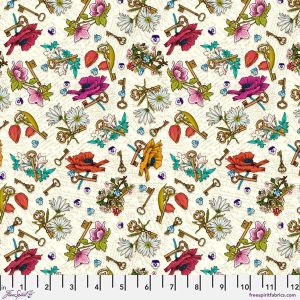 Language of Flowers Fabric: Key to Secrets Cream (per 1/4 metre) | 