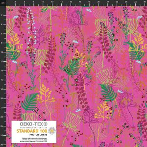 Spread the Seeds fabrics: Mixed Leaves and Seeds Pink | 