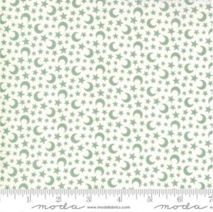 Halloween fabric: Moon and Stars Green (per 1/4 metre) | 