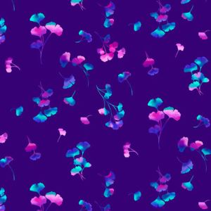 Modern Quilt Back:Ginkgo Leaf Purple (per 1/4 metre) | 