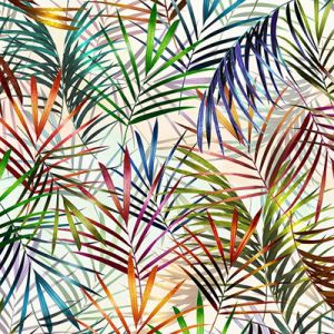 Meet Me In Paradise: Fanned Leaves White (per 1/4 metre) | 