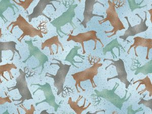 Lake Caribou Fabric: Deers on Aqua (per 1/4 metre) | 