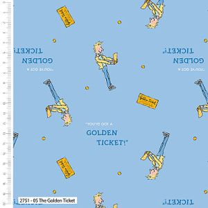 Charlie & the Chocolate Factory Fabric: Golden Ticket Blue | 