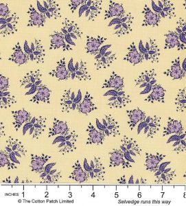 Classic Florals Fabric: Purple Floret on Tan (per 1/4 metre) | 