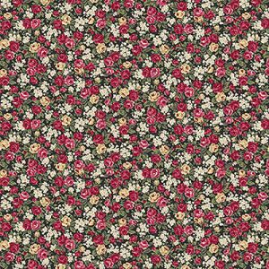 Quilt Gate Florals: Packed Florals Black (per 1/4 metre) | 