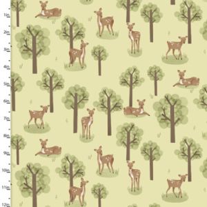 Cozy Forest Fabric: Peeking Deer (per 1/4 metre) | 