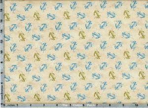 Tall Ships Fabric: Small Anchors on Tan (per 1/4 metre) | 