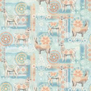 Conversationals Fabric: Llamas Aqua (per 1/4 metre) | 