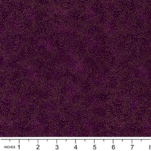 Christmas Essentials Fabric Pin Dot Metallic Gold on Plum (per 1/4 metre) | 