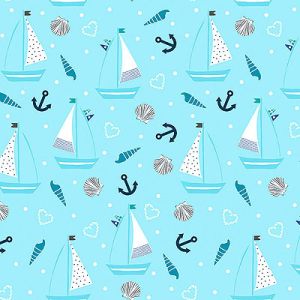 Just for Kids fabric: Sailboats Aqua (per 1/4 metre) | 