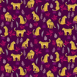 Jewel Tones fabric: Cheeky Leopard Plum (per 1/4 metre) | 