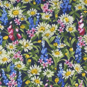 Wildflowers fabric: Loose Floral Indigo (per 1/4 metre) | 