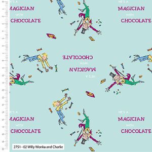 Charlie & the Chocolate Factory Fabric: Willy Wonka & Charlie Mint | 