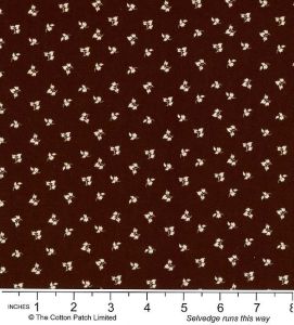 Nellie's Shirtings Fabric: Small Leaves on Brown (per 1/4 metre) | 