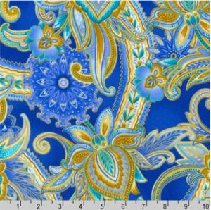 Jaikumari Fabric: Large Floral Cobalt (per 1/4 metre) | 