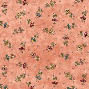 Floral Fabric: Peppy Peach (per 1/4 metre) | 