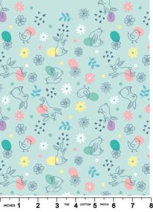 Spring Treats Fabric: Chicks and Bunnies light blue Lewis and Irene | 