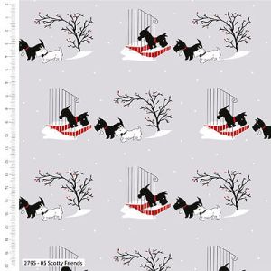 V&A A Christmas Wish fabric: Scotty Friends Grey (per 1/4 metre) | 