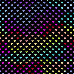 Hearts fabric: Rainbow Hearts Midnight (per 1/4 metre) | 