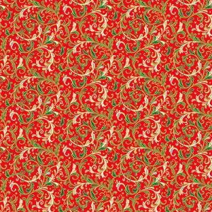 Classic Foliage fabric: Decorative Scroll Red (per 1/4 fabric) | 