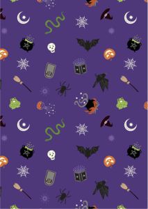 Cast a Spell Fabric Spooky Halloween Purple (Silver Metallic) Lewis and Irene | 