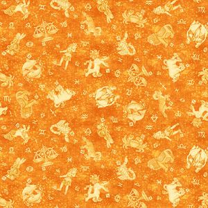 Conversationals Fabric: Zodiac Signs Orange (per 1/4 metre) | 