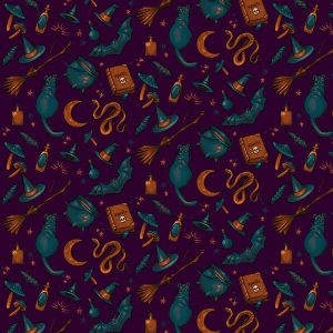 Halloween fabrics: Mystic Moonlight, Spells | 