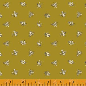 Eliza fabric: Spaced Floral Gold/Brass (per 1/4 metre) | 