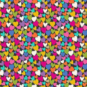 Katie's Cats Fabric: Hearts Grey (per 1/4 metre) | 