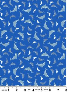 Ocean Glow Fabric Dolphins on Blue (Glow in the Dark) Lewis and Irene | 