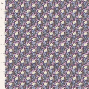 Tilda Sanctuary fabric: Eggplant and Pistachio, Cottonfield Eggplant | 