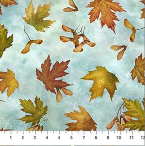 Autumn Splendour fabric: Swirling Leaves sky (per 1/4 metre) | 