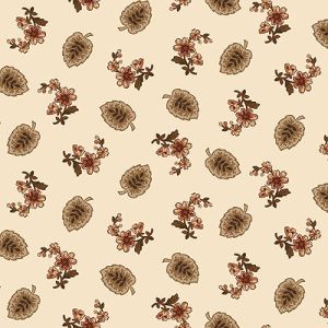 Stacy West Fabrics: Leaf and Spray Toss Cream (per 1/4 metre) | 