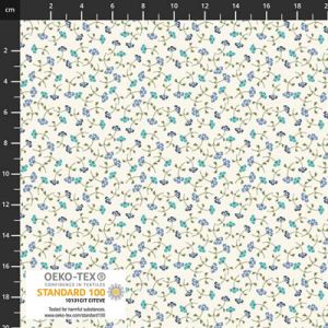 Ditsy Gardens fabrics: Blue Flowers on White | 