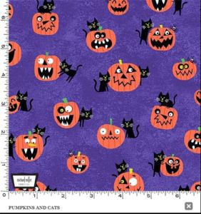 Haunted House fabric: Pumpkins and Cats | 