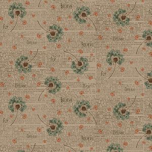 One S1ster Fabrics: Dandelions & Newsprint Grey (per 1/4 metre) | 