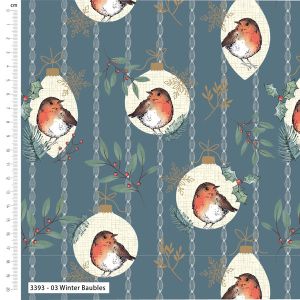 Little Red Robin fabric: Winter Baubles | 