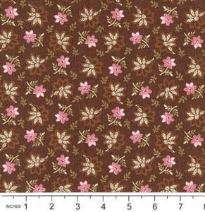 Country Coordinates fabric: Pink Flowers on Brown (per 1/4 metre) | 