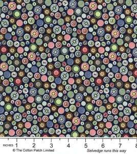 Oh! Sew Beautiful fabric: Small Colourful Buttons on Dark Navy | 