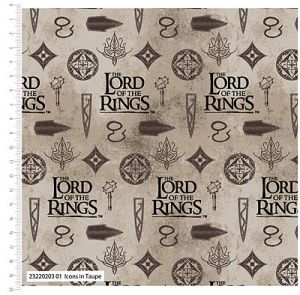 Lord of the Rings Fabric: Icons Taupe (per 1/4 metre) | 