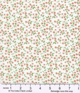 Juliette fabric, Small Floral, Coral | 