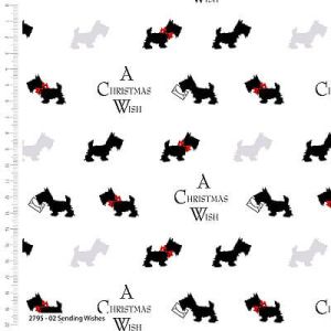 V&A A Christmas Wish fabric: Sending Wishes White (per 1/4 metre) | 